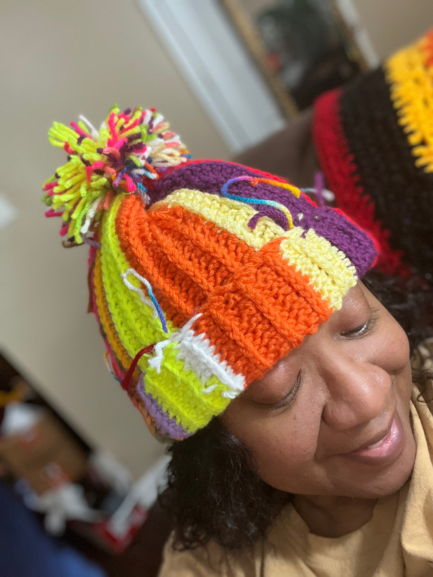 Scrap Beanie Pom Pom