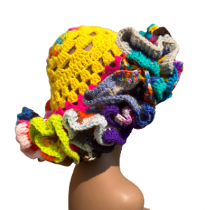 String Strandid® Triple Ruffle Wearable Fiber Art Hat